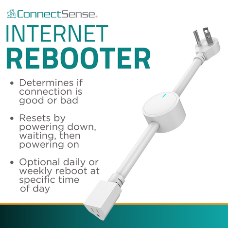 determines status of connection, resets by powering down, optional reboot schedule