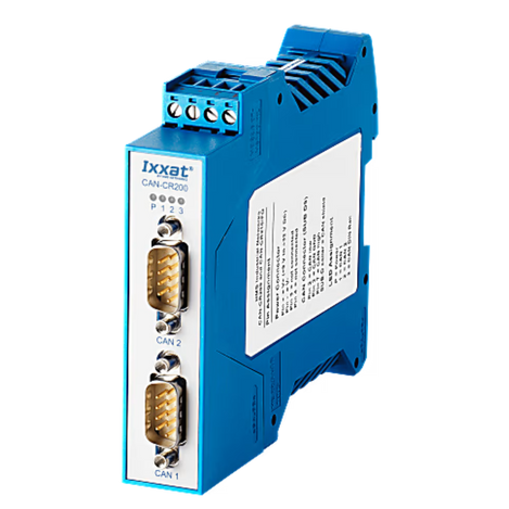 Ixxat CAN-CR200 repeater with two CAN interfaces and one CAN backbone interface improves the CAN bus load capacity, establishes a physical coupling of bus systems and offers galvanic isolation.