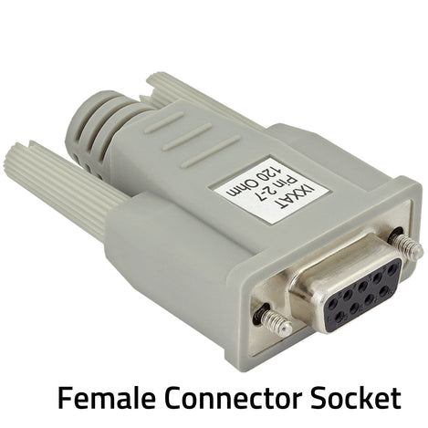 CAN termination is equipped with a Female D-Sub 9 connector and a 120 Ohm resistor.