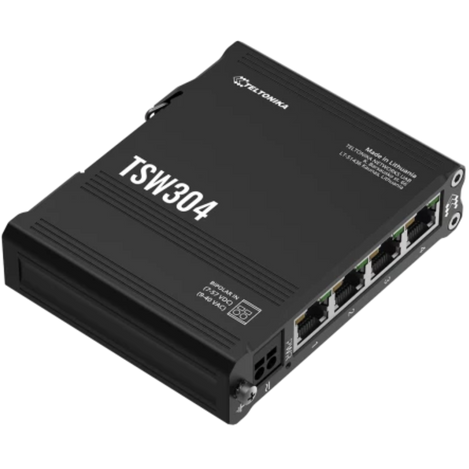 TSW304 is an ultra small DIN rail Ethernet switch.