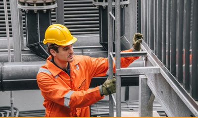 man checking industrial equipment