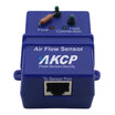 Blue Akcp Air Flow Sensor device with a RJ45 port, flow resistor, and connection terminals