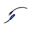 AKCP AQX4 air pollution and pressure sensor with blue housing, black cable, and ethernet port on opposite end