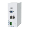 White electronic 10/100 Ethernet device with Ethernet ports and labeled 