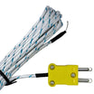 single Type K thermocouple probe, with 3 meters of cable length. Type K thermocouple probe on one end, bare wire on the other
