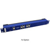 A blue 1U rack mount, 8 port sensor expansion unit with RJ-45 intelligent sensor ports  for AKCP securityProbes 5E.