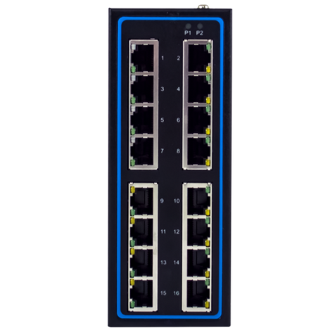 Front View of EH2316-2G showing 14 10/100BASE-T(X) RJ45 ports and 2 10/100/1000BASE-T(X) RJ45 ports