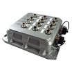 Gray electronic box with connectors and LEDs