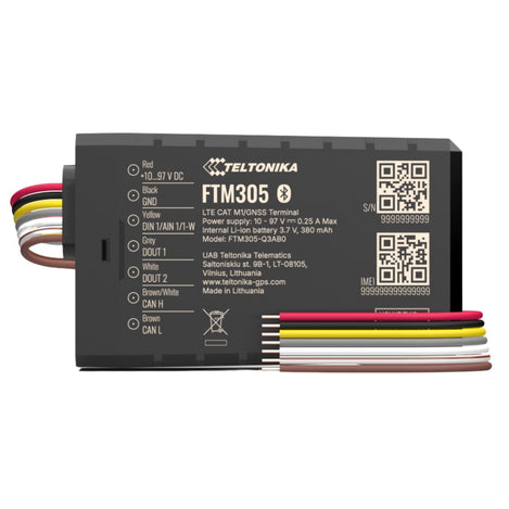 Teltonika FTM305 device with wiring front view