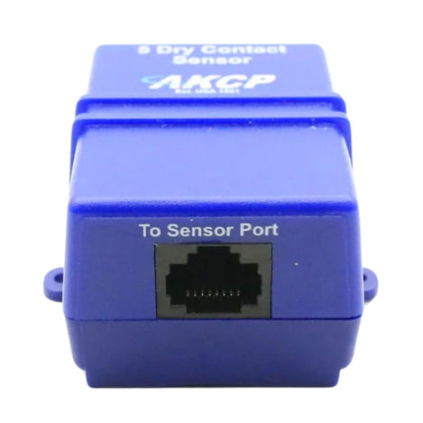 Blue AKCP 5 Dry Contact Sensor module with RJ45 port