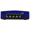 Back view of the SP2+ with 4 RJ45 ports and  a 5VDC connection.