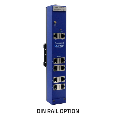 DIN Rail option for the 8 port expansion unit for AKCP securityProbes 5E.