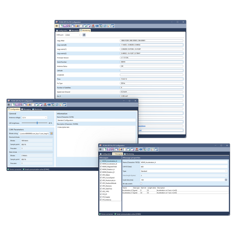 Configuration software screenshots; configuration software included with purchase.