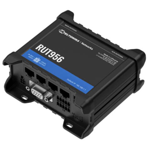 RUT956 is an industrial router that combines cellular, Wi-Fi, and wired connectivity options with automatic WAN failover and GNSS capabilities.