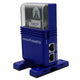Blue electronic device by AKCP with 'sensorProbeWTS' branding  and is a wireless tunnel server base unit, with ports visible on the sidet panel.