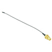 Interface cable 120mm one end W.FL equivalent MHFIII with heat shrink tubing, the other end SMA female R/P straight connector.