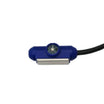 AKCP AQX4 air pollution and pressure sensor with blue housing, exposed sensor board, magnetic mounting bar, and black cable
