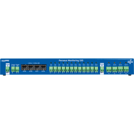 The other side of the unit has power connectors, 4 1-Wire / 1-Wire UNI ports,  and 16 DI.