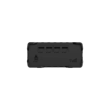The RUT951 has 4 Ethernet ports, 1 power connector and a wireless indicator 