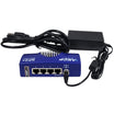 Blue SP2+ with attached optional Power Supply cable on a white background