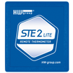 Top side of the STE2 LITE remote thermometer shows HWgroup logo and says STE2 LITE REMOTE THERMOMETER.