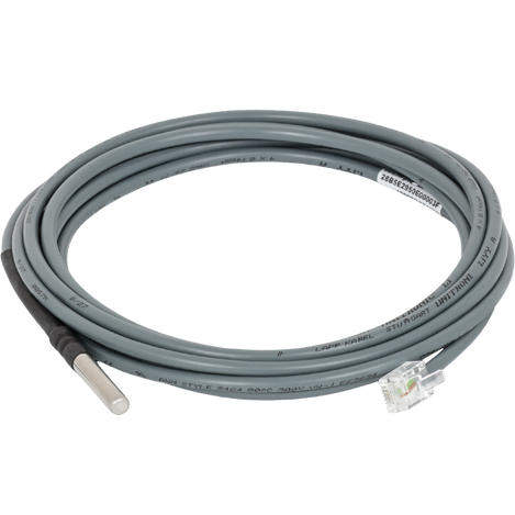3 meter Temp-1Wire IP67 temperature sensor cable with stainless steel cover and a Rj11 plug.