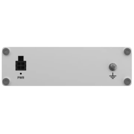 TSW110 side view shows power connector and LED and has the grounding screw.