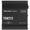 TSW212 top view of device showing label with Made in Lithuania, Teltonika company logo, TSW212 , and a Devault IP address.