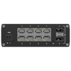 Side view showing the power connector, the Ethernet ports and 2 FSP ports.