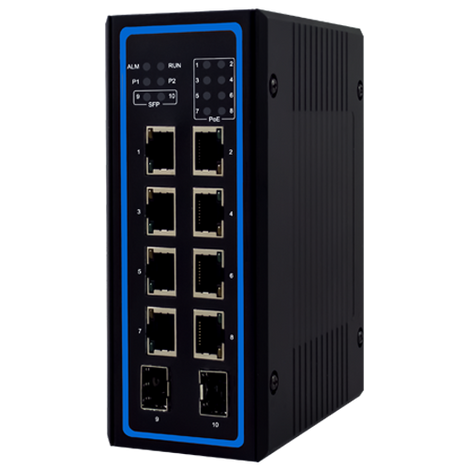 ATOP EHG6410 Industrial 10-port Unmanaged Gigabit Switch, Optional PoE