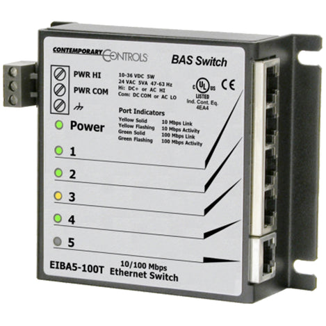 Ethernet Commercial Switch - 5 Port Panel Mount